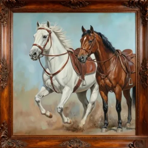 两匹马的画作